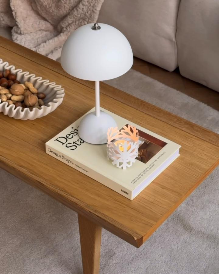 White snowflake tealight holder from @howimetmyoutfit showing ikea 2025 christmas collection must haves on coffee table styling