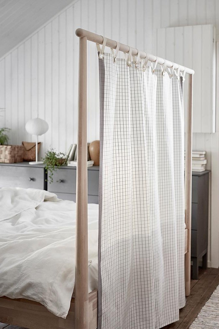 IKEA GJÖRA bed frame curtain divider for airy bedroom zoning