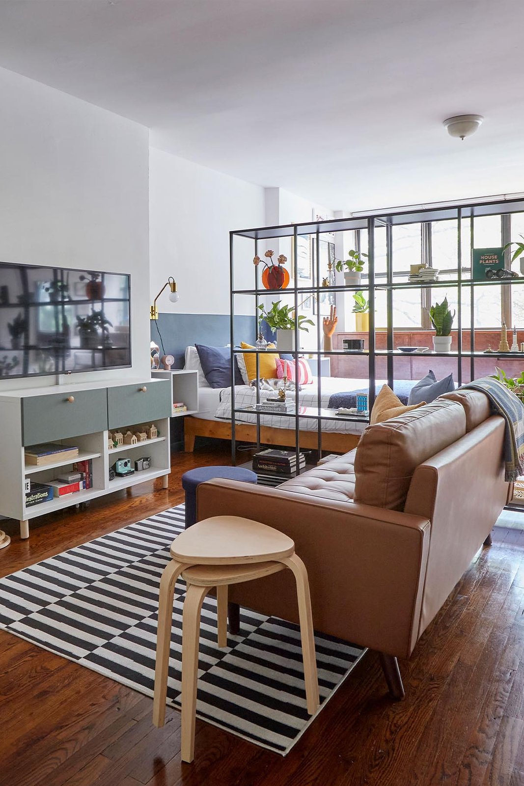 How to choose an ikea room divider with open shelving in a bright studio